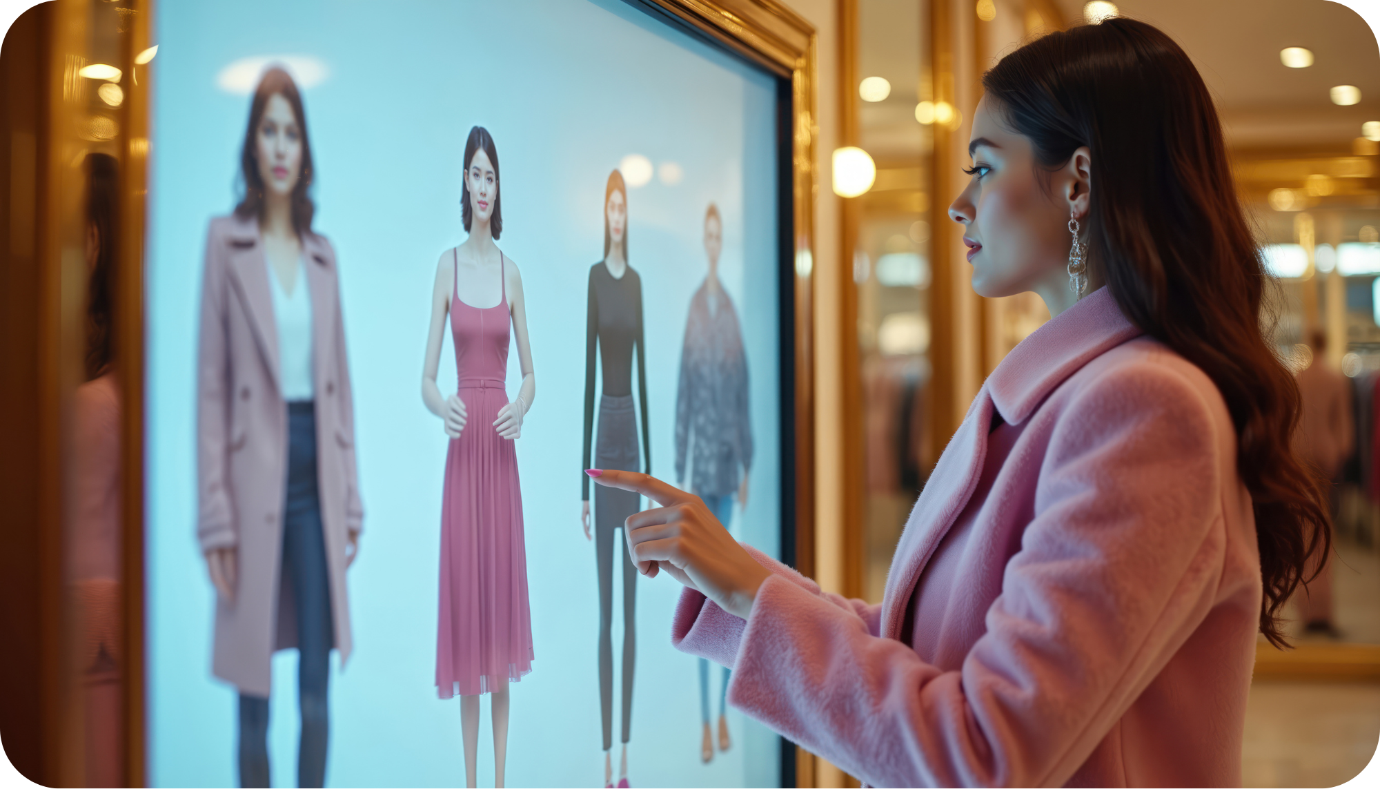 Interview Sarah mcVittie: Woman shopping digital screen
