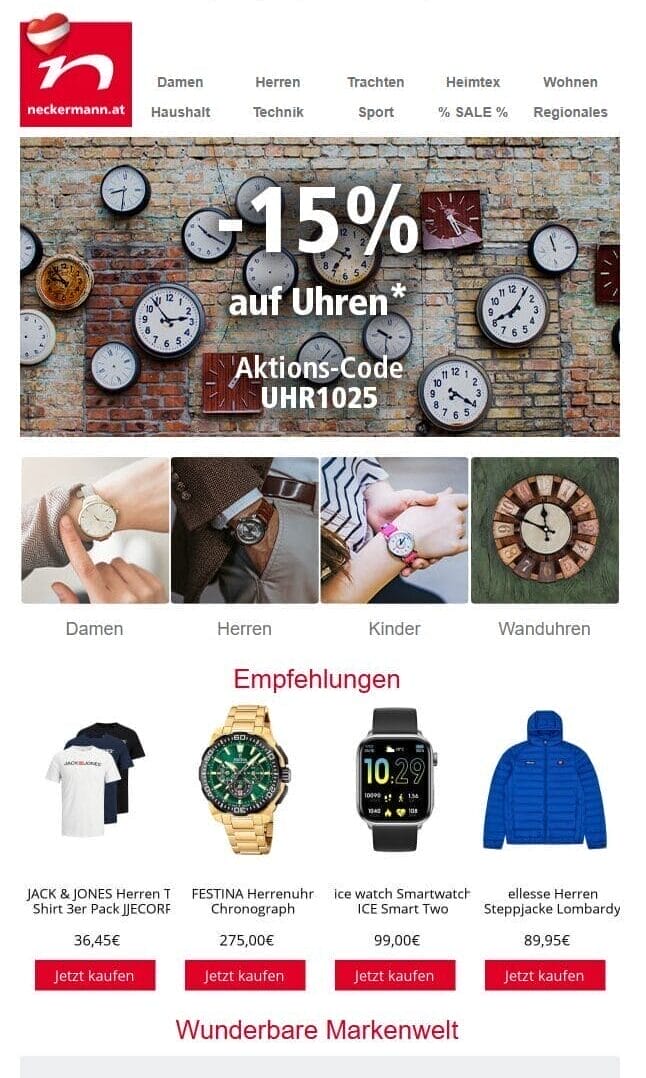 example newsletter-personalisierung for neckermann.at